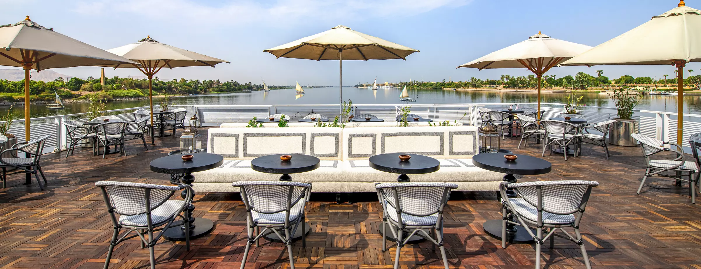 Sun deck of the MS Mövenpick Darakum Nile Cruise Nile cruise